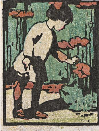Gardiner, Eliza Draper (1871-1955) On the Sea Wall [and] Untitled: Child Picking Poppies.